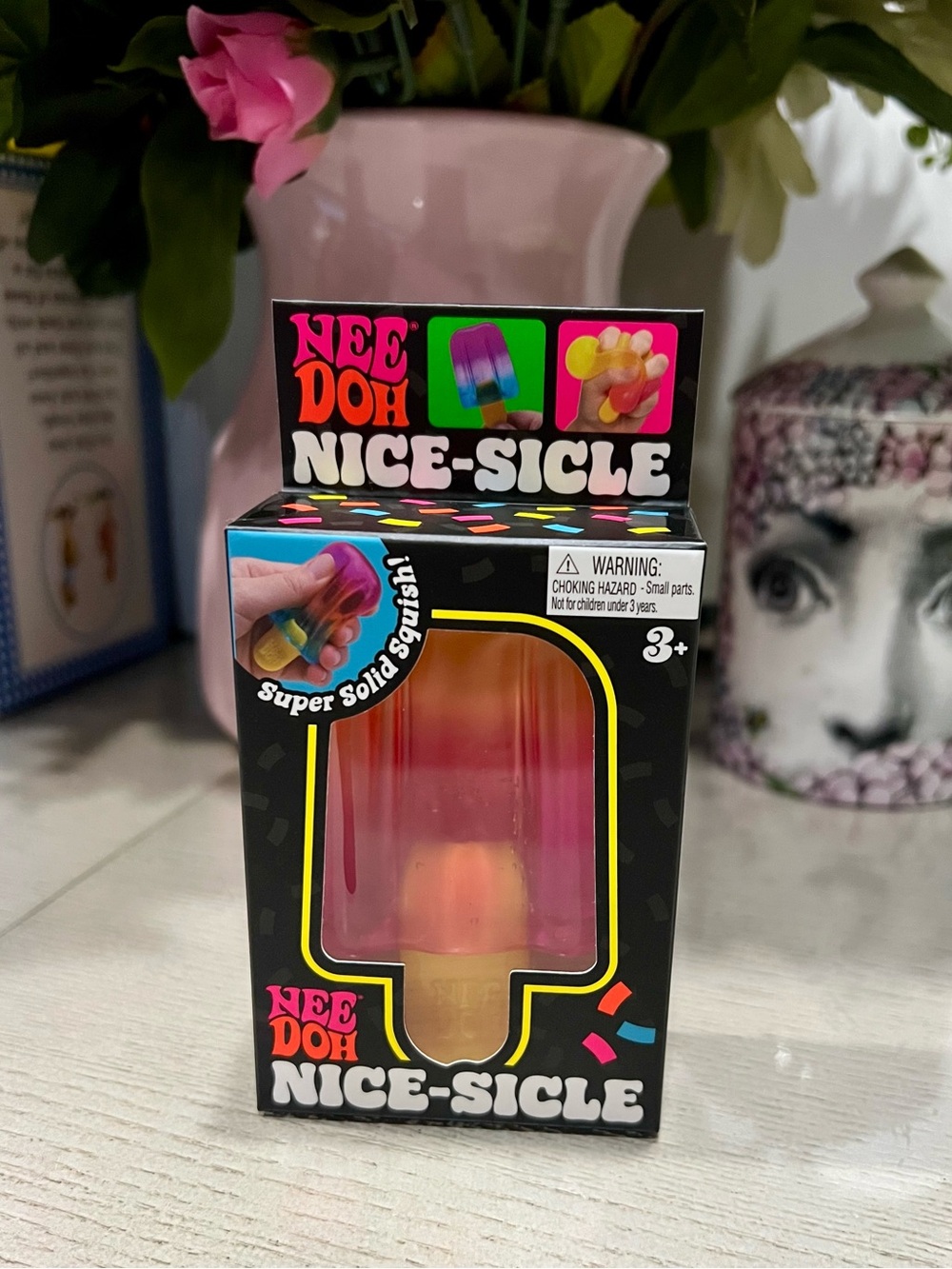 Nee Doh Nice-Sicle Squishy Popsicle Toy - Pink and Orange